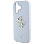 Husă Guess iPhone 16 Grained Big 4G Logo Small Classic Logo, albastru – imagine 5