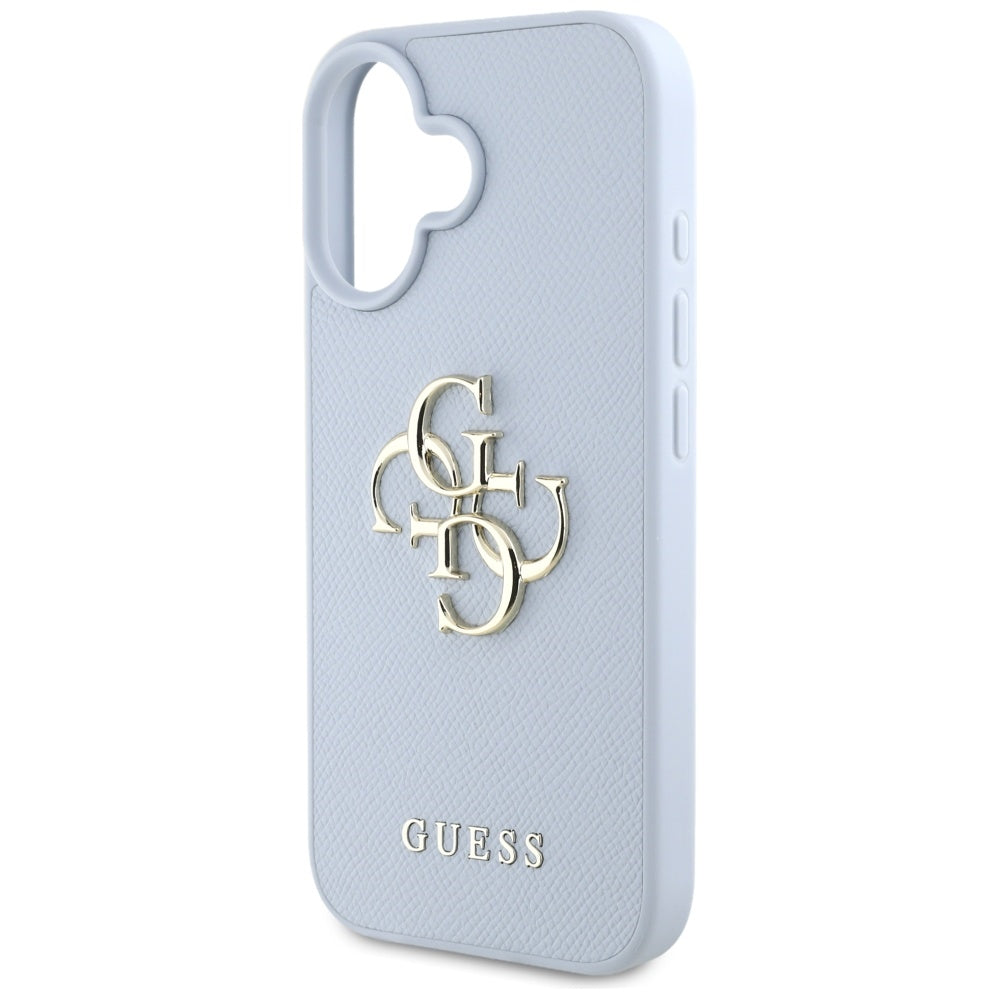 Husă Guess iPhone 16 Grained Big 4G Logo Small Classic Logo, albastru – imagine 5