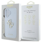 Husă Guess iPhone 16 Grained Big 4G Logo Small Classic Logo, albastru – imagine 7