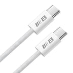 Cablu Blueo USB-C la USB-C împletit, 1,2 m, alb – imagine 2