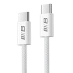 Cablu Blueo USB-C la USB-C împletit, 1,2 m, alb – imagine 1