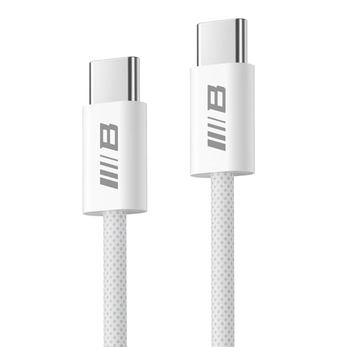Cablu Blueo USB-C la USB-C împletit, 1,2 m, alb – imagine 1