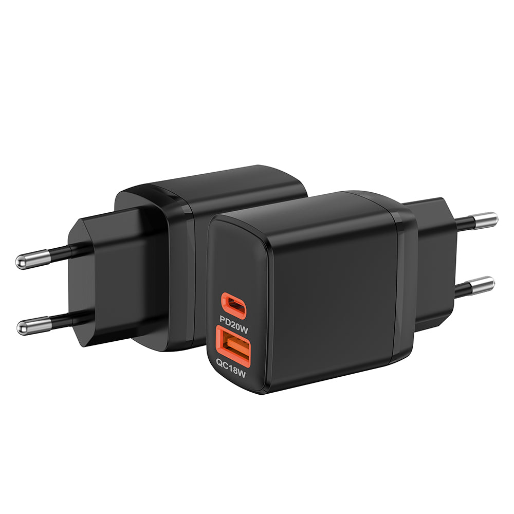 Încărcător Techsuit Duonix GaN 20W, USB-C + USB-A – Negru – imagine 4