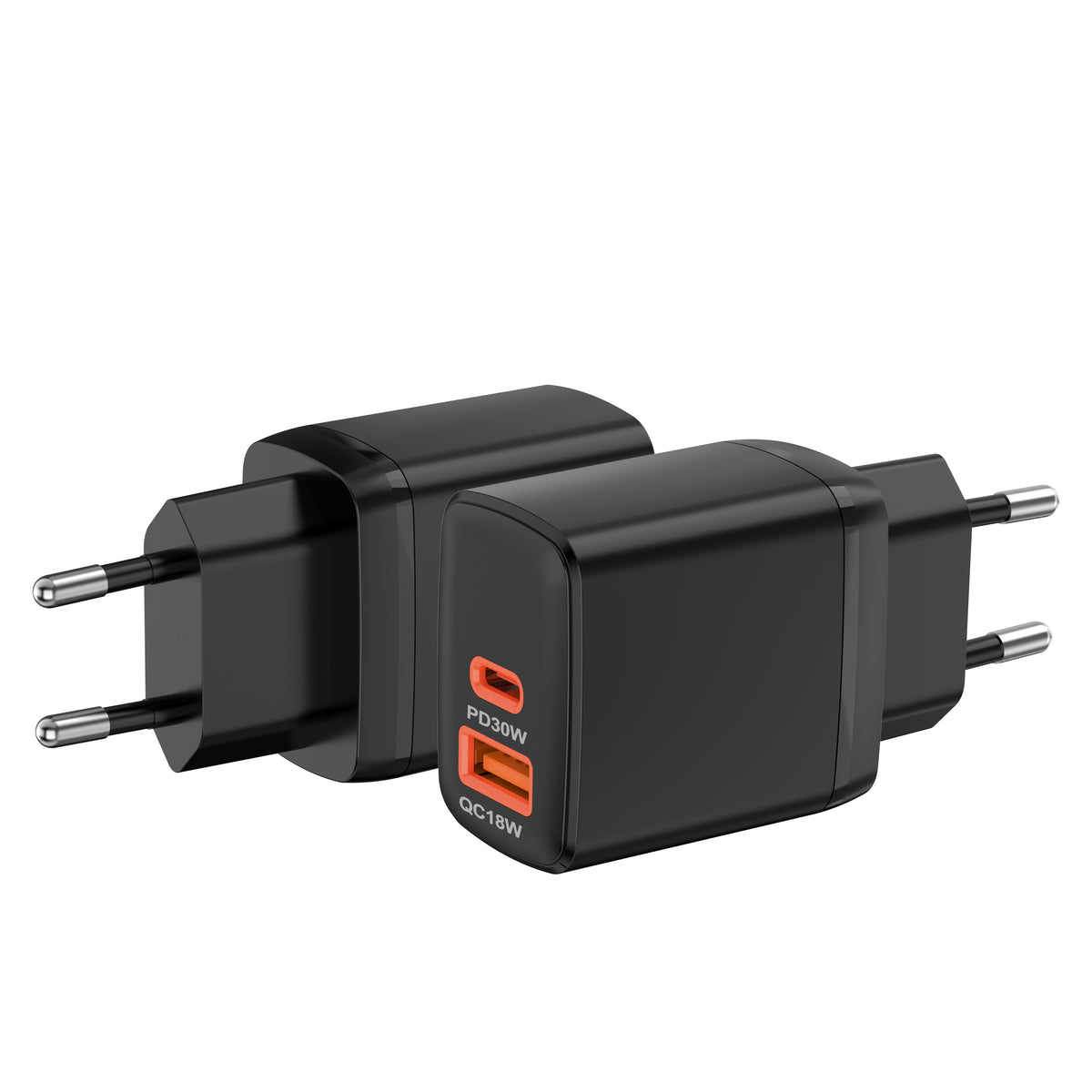 Încărcător Techsuit Duonix GaN 30W, USB-C + USB-A – Negru – imagine 3