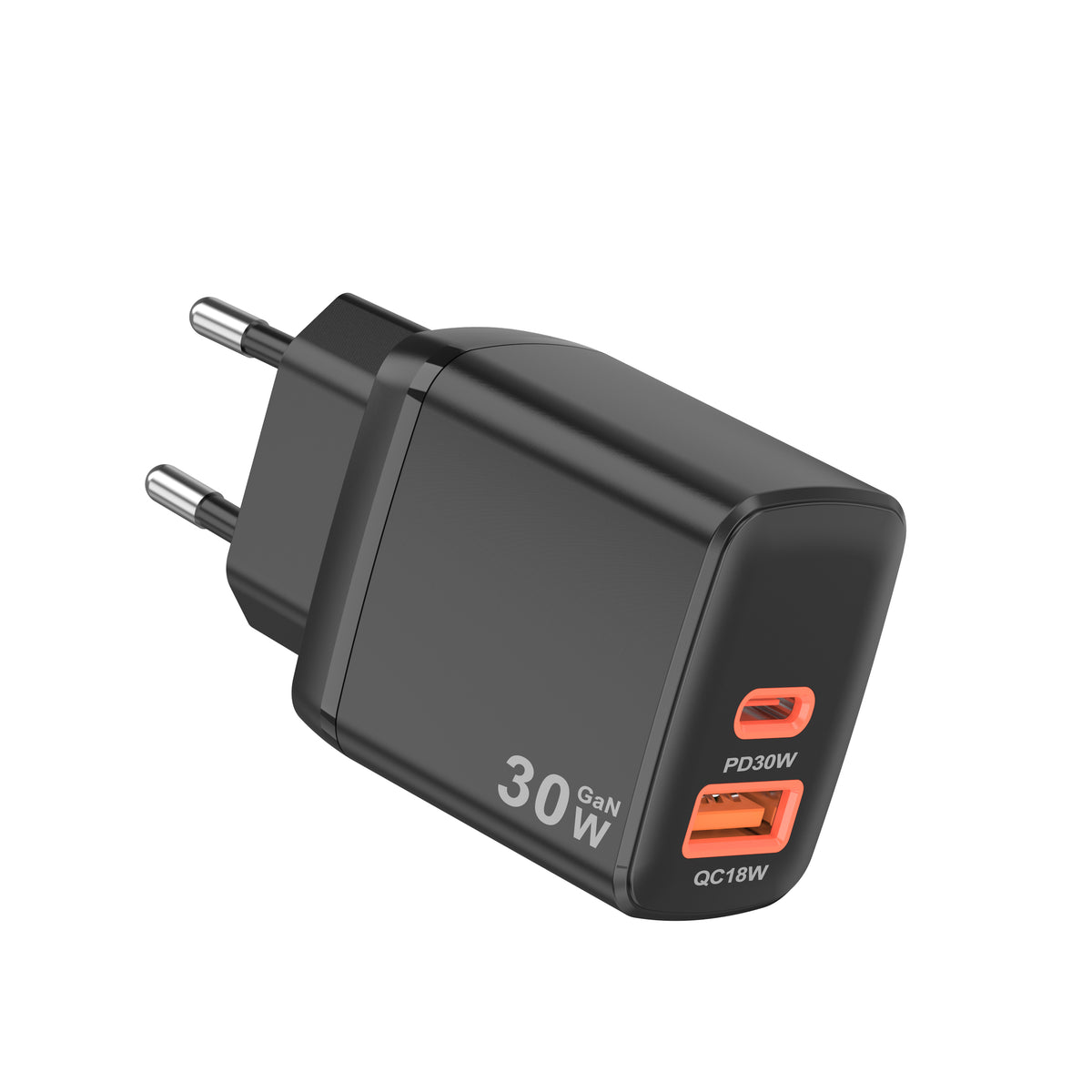 Încărcător Techsuit Duonix GaN 30W, USB-C + USB-A – Negru – imagine 5