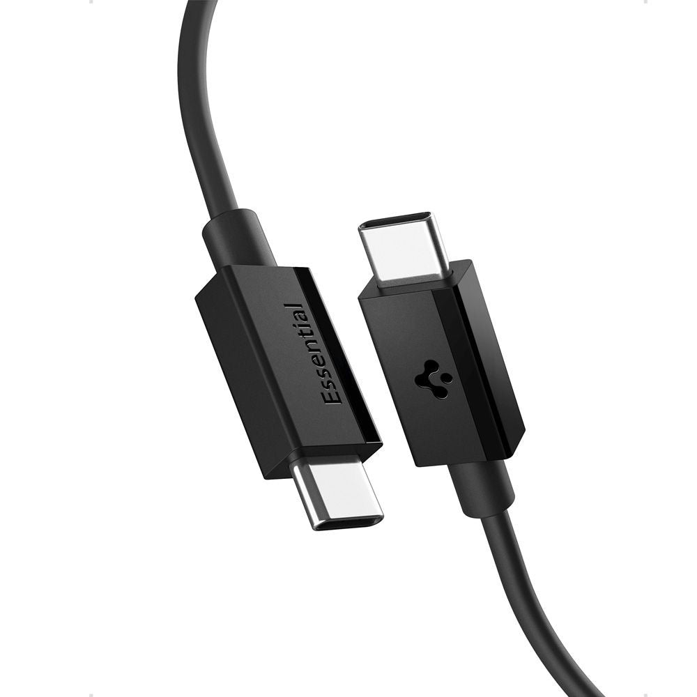 Cablu Spigen Essential EB6010CC USB-C la USB-C 60W, 1 m – Negru – imagine 1