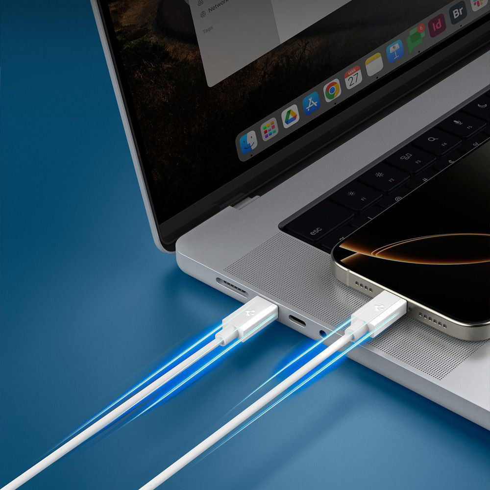 Cablu Spigen Essential EB6020CC USB-C la USB-C 2 m – Alb – imagine 12