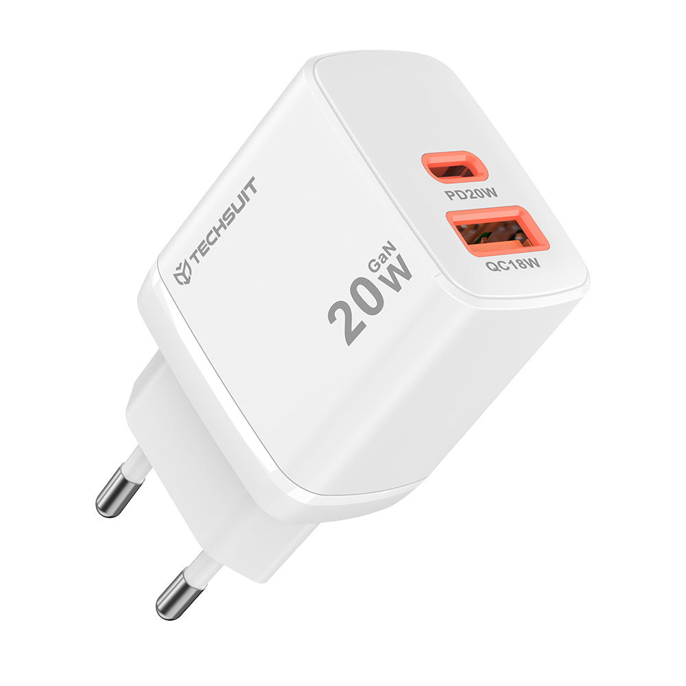 Încărcător Techsuit Duonix GaN 20W, USB-C + USB-A – Alb – imagine 7
