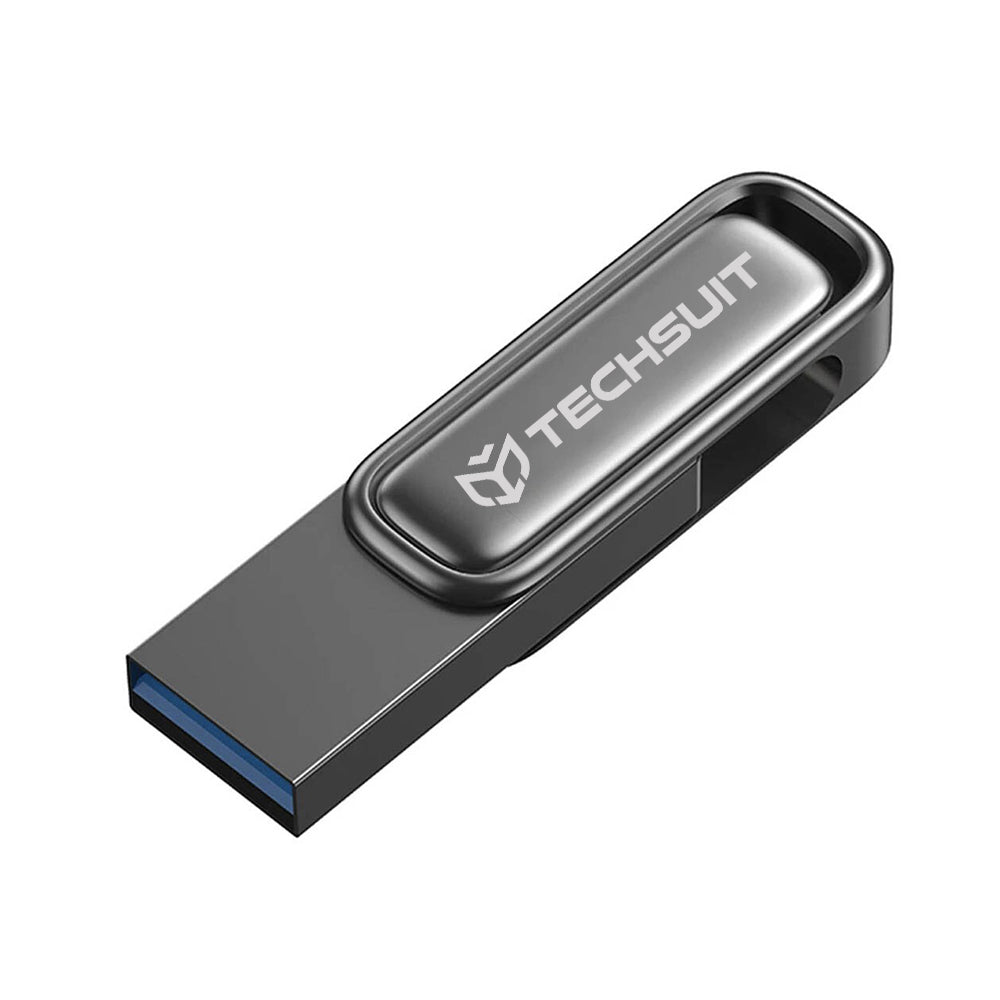 Memorie USB 3.0 256 GB, carcasă metalică, gri închis – Techsuit THSM33 – imagine 3