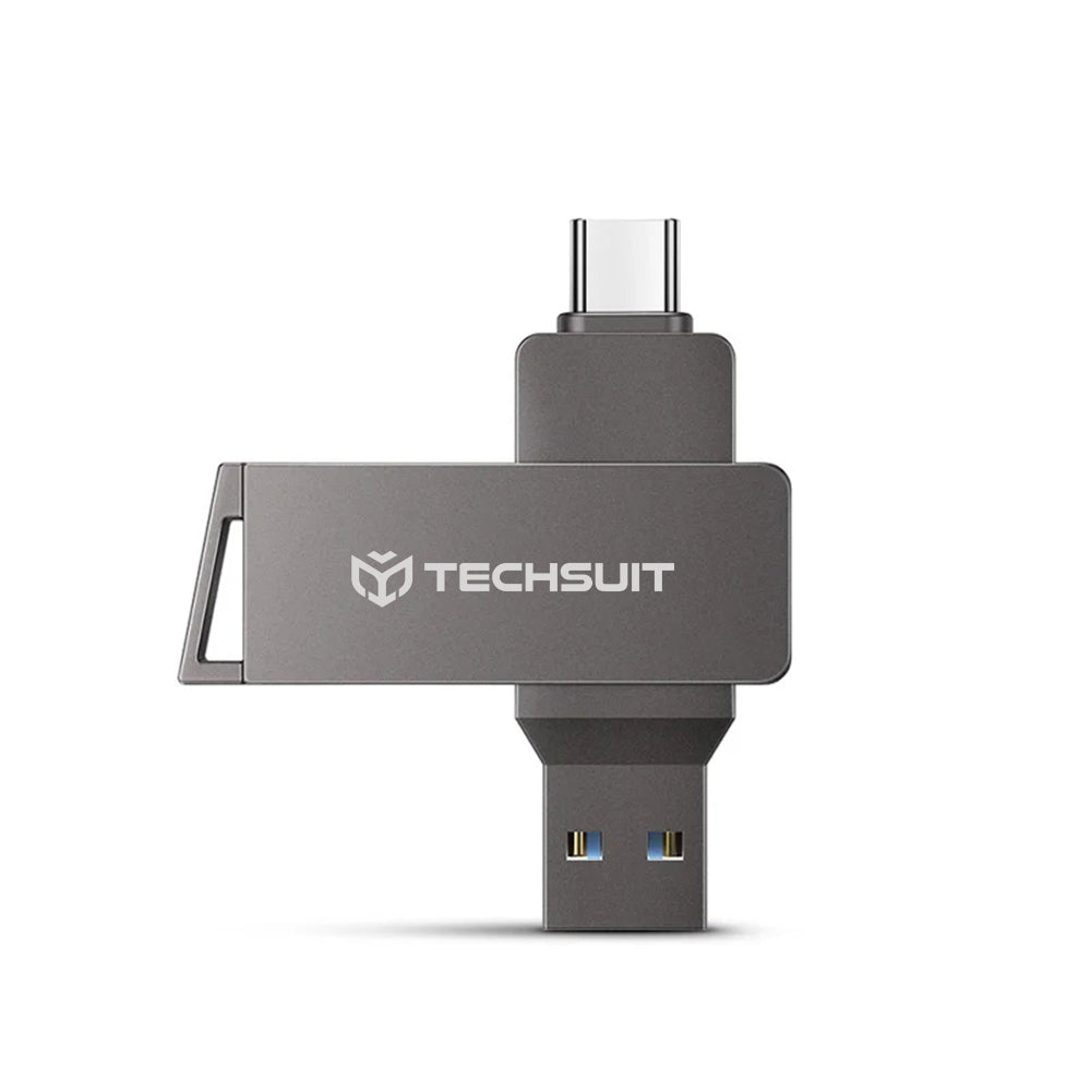 Memorie USB dual 64 GB, USB 3.0 și USB-C, gri – Techsuit THSM20 – imagine 1