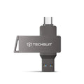 Memorie USB dual 32 GB, USB 3.0 și USB-C, gri – Techsuit THSM19 – imagine 1