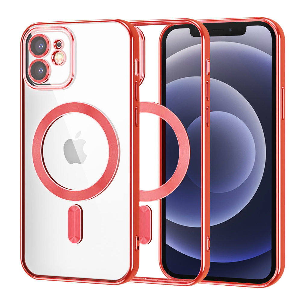 Husă transparentă Techsuit Luxury Crystal MagSafe iPhone 12 – Roșu – imagine 2