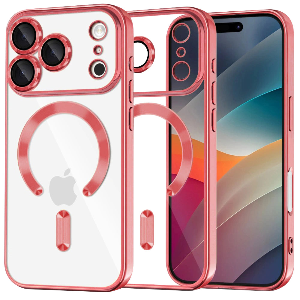 Husă transparentă Techsuit Luxury Crystal MagSafe iPhone 17 Pro – Roșu – imagine 1