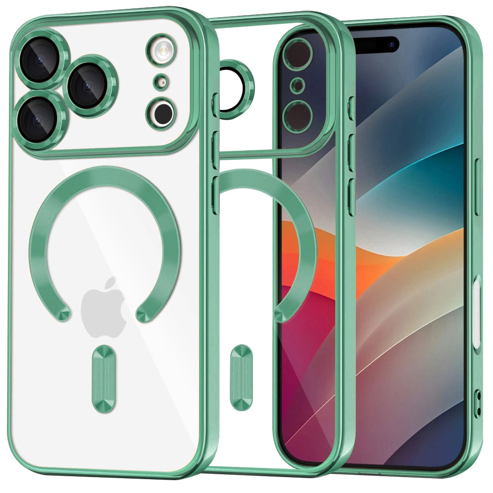 Husă transparentă Techsuit Luxury Crystal MagSafe iPhone 17 Pro – Verde deschis – imagine 3