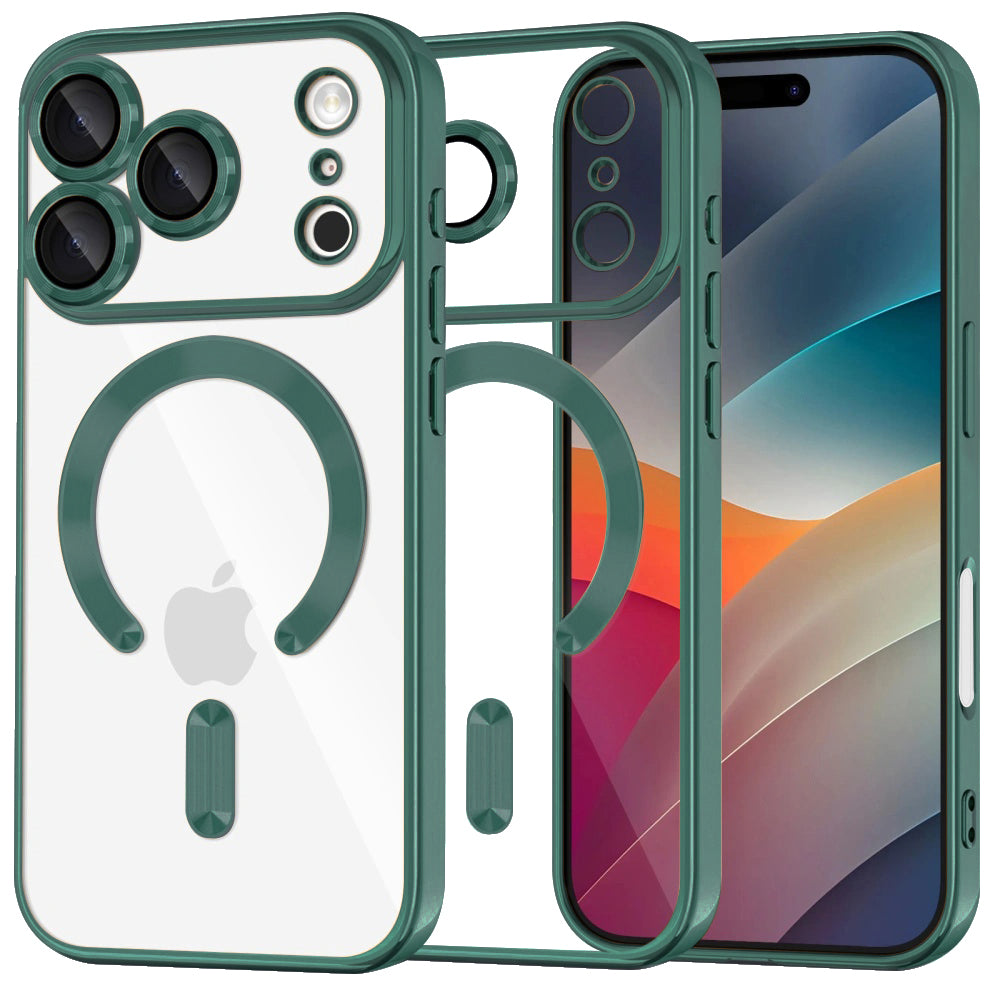 Husă transparentă Techsuit Luxury Crystal MagSafe iPhone 17 Pro Max – Verde închis – imagine 2