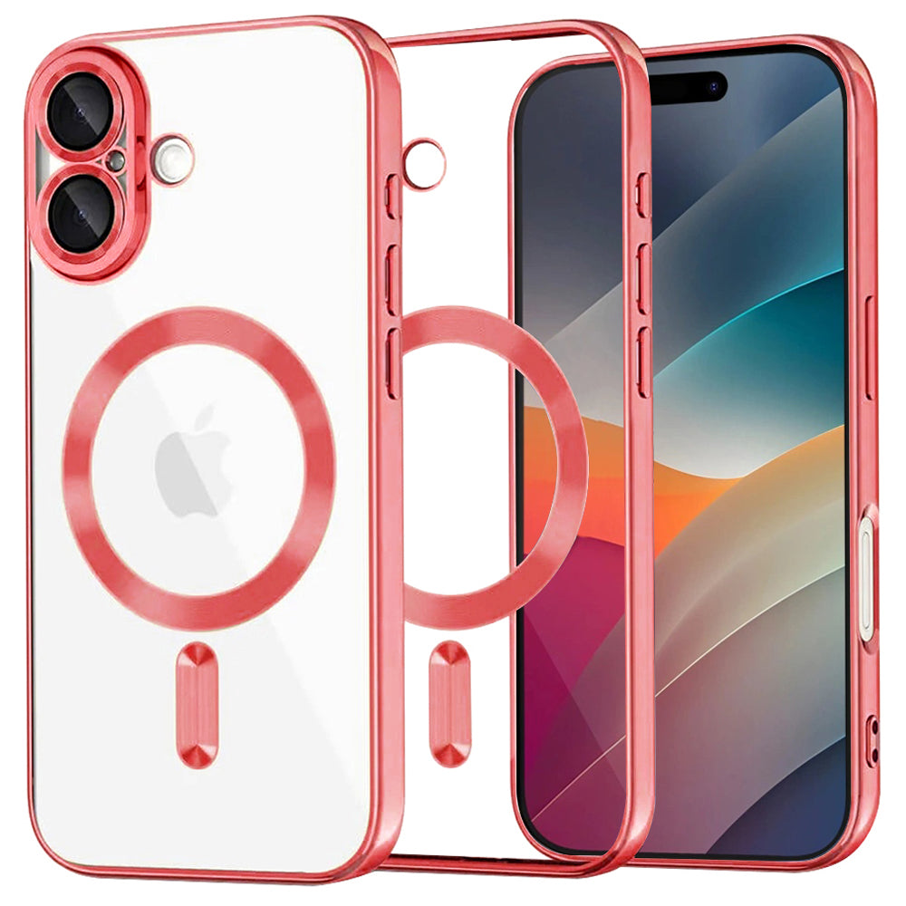 Husă transparentă Techsuit Luxury Crystal MagSafe iPhone 17 – Roșu – imagine 1