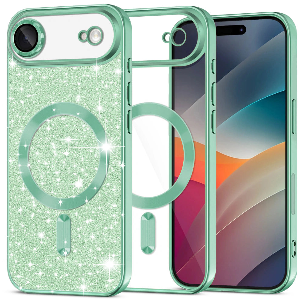 Husă Techsuit Luxury Glitter MagSafe iPhone Air – Verde deschis – imagine 4