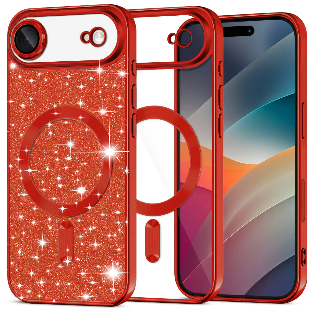 Husă Techsuit Luxury Glitter MagSafe iPhone Air – Roșu – imagine 2