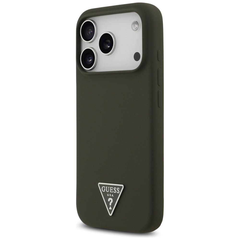 Husă Guess iPhone 17 Pro Silicone Triangle Logo MagSafe, kaki – imagine 3