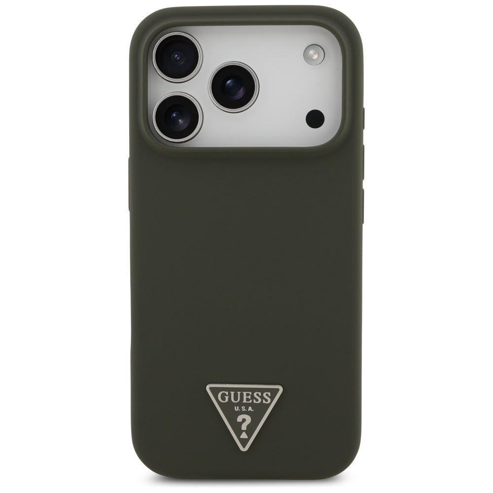 Husă Guess iPhone 17 Pro Silicone Triangle Logo MagSafe, kaki – imagine 2