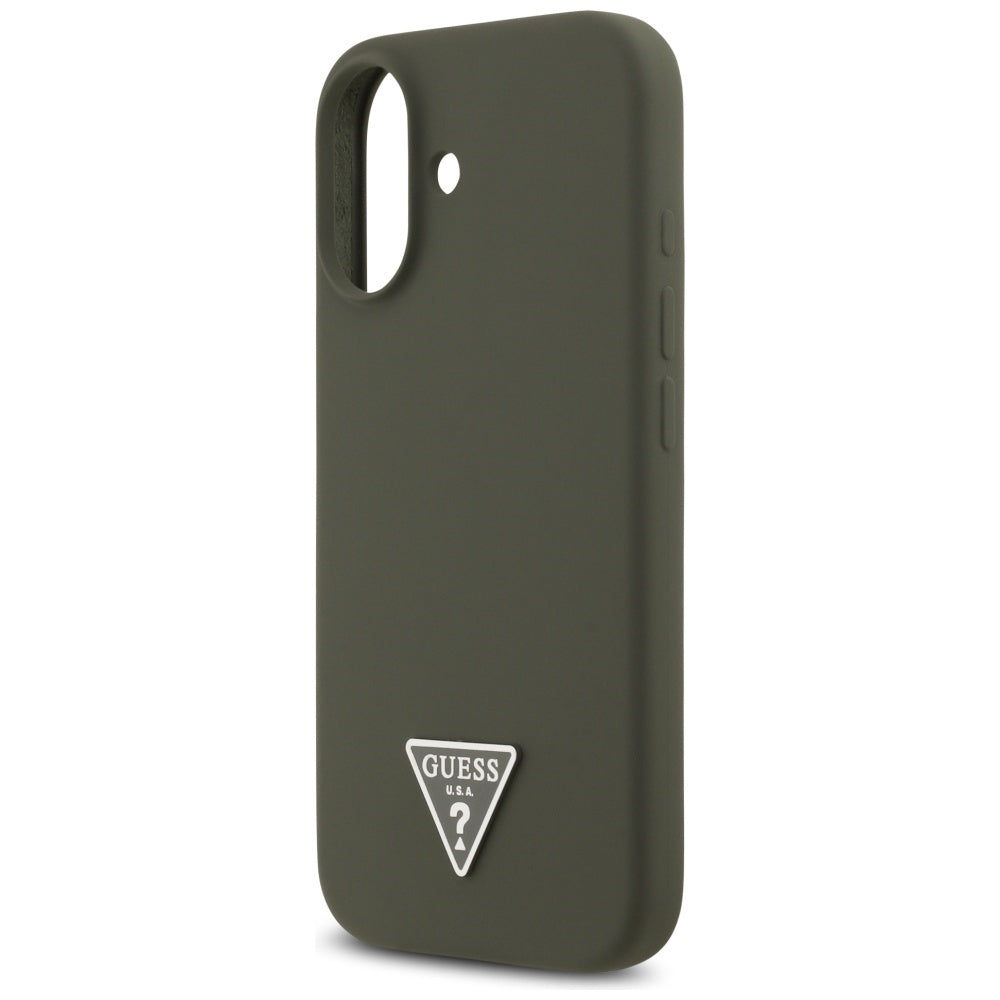 Husă Guess iPhone 17 Silicone Triangle Logo MagSafe, kaki – imagine 3
