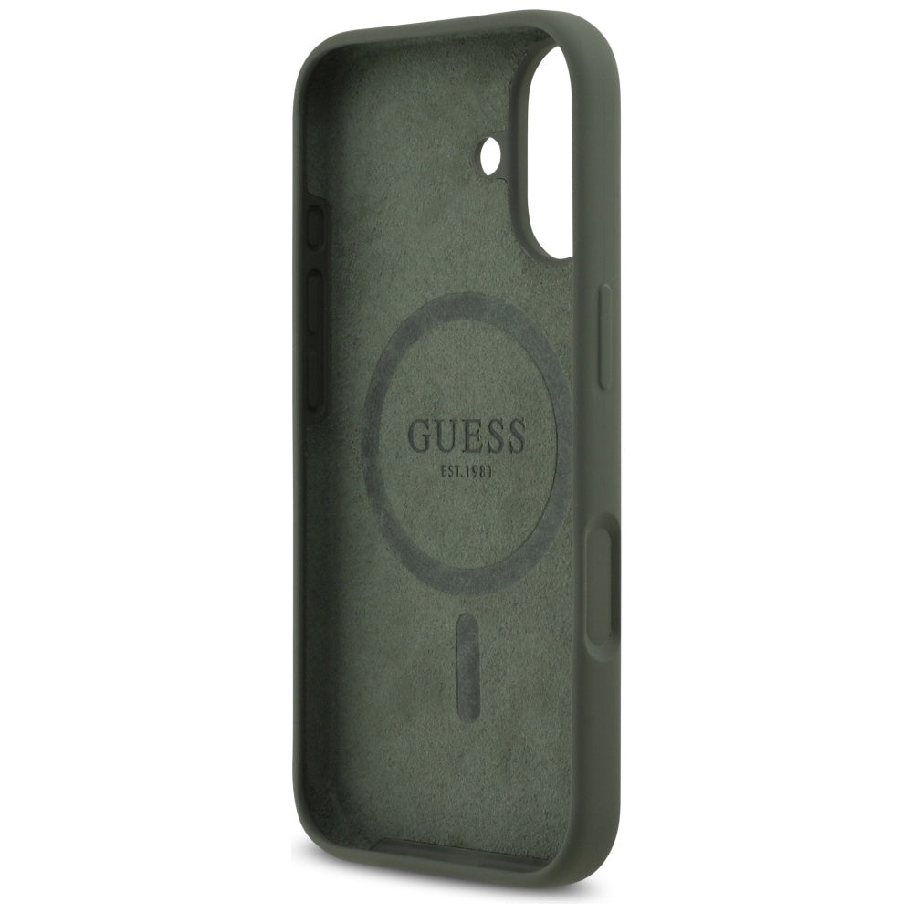 Husă Guess iPhone 17 Silicone Triangle Logo MagSafe, kaki – imagine 4