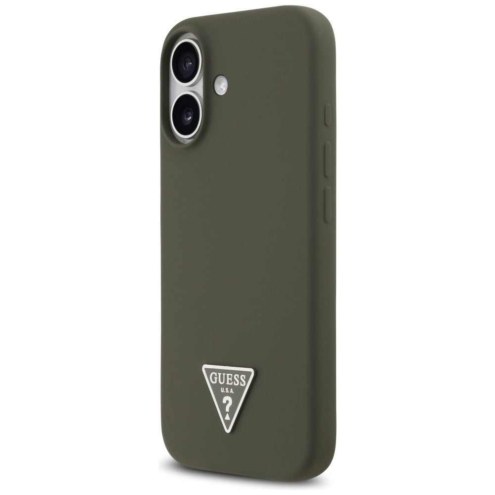 Husă Guess iPhone 17 Silicone Triangle Logo MagSafe, kaki – imagine 2