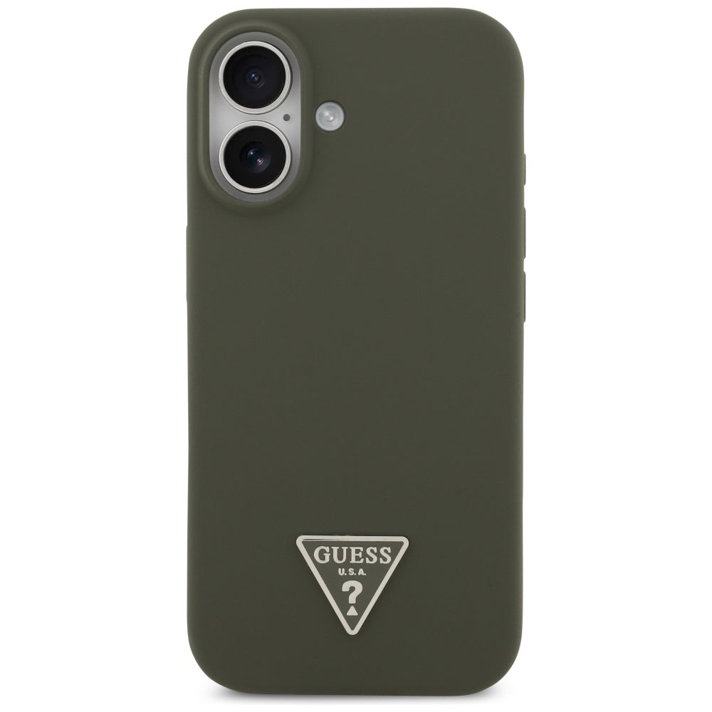 Husă Guess iPhone 17 Silicone Triangle Logo MagSafe, kaki – imagine 1