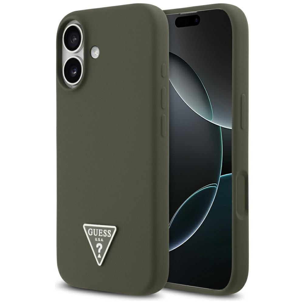 Husă Guess iPhone 17 Silicone Triangle Logo MagSafe, kaki – imagine 6