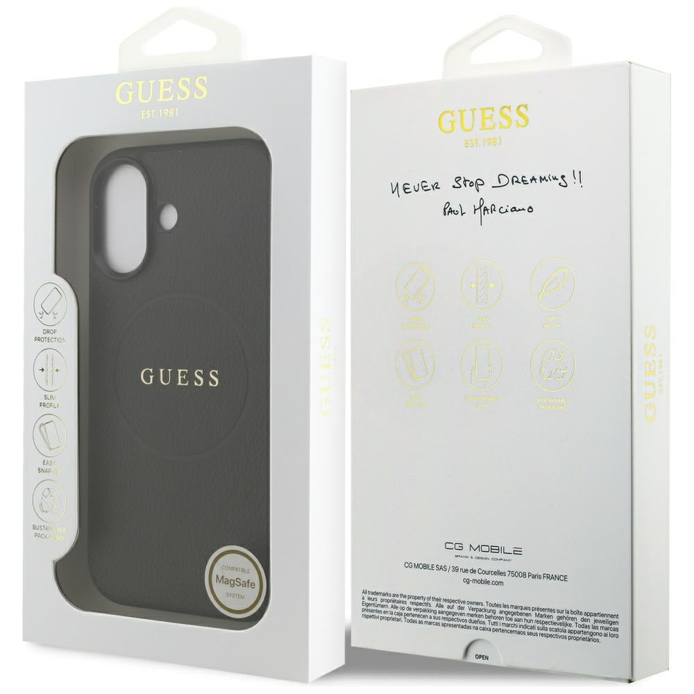 Husă Guess iPhone 17 Grained Gold Ring MagSafe, negru – imagine 7