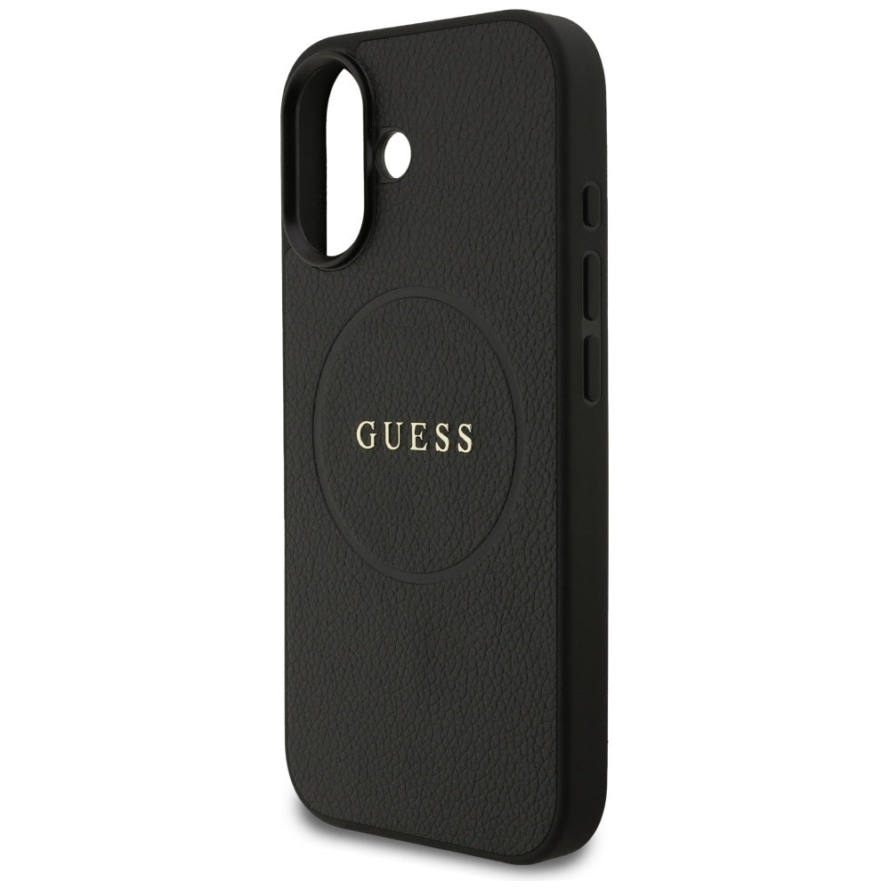 Husă Guess iPhone 17 Grained Gold Ring MagSafe, negru – imagine 3
