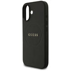Husă Guess iPhone 17 Grained Gold Ring MagSafe, negru – imagine 3