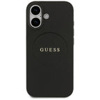 Husă Guess iPhone 17 Grained Gold Ring MagSafe, negru – imagine 1