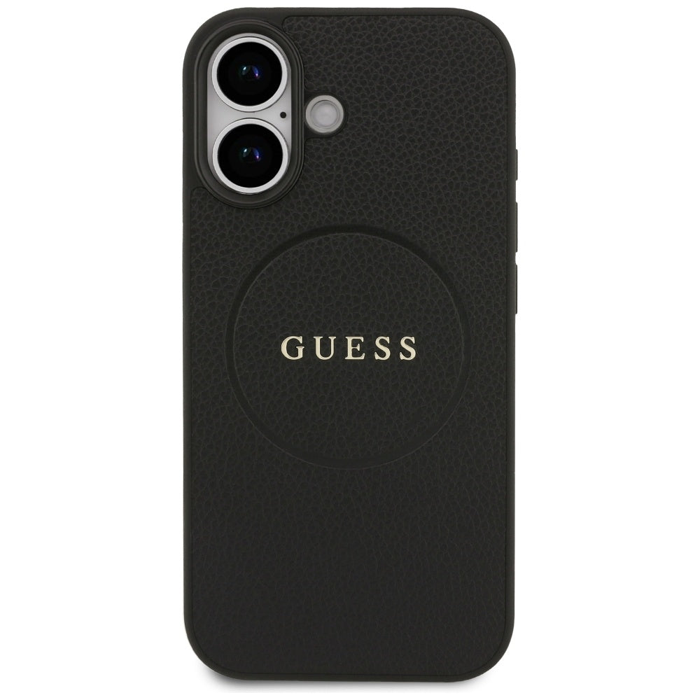 Husă Guess iPhone 17 Grained Gold Ring MagSafe, negru – imagine 1