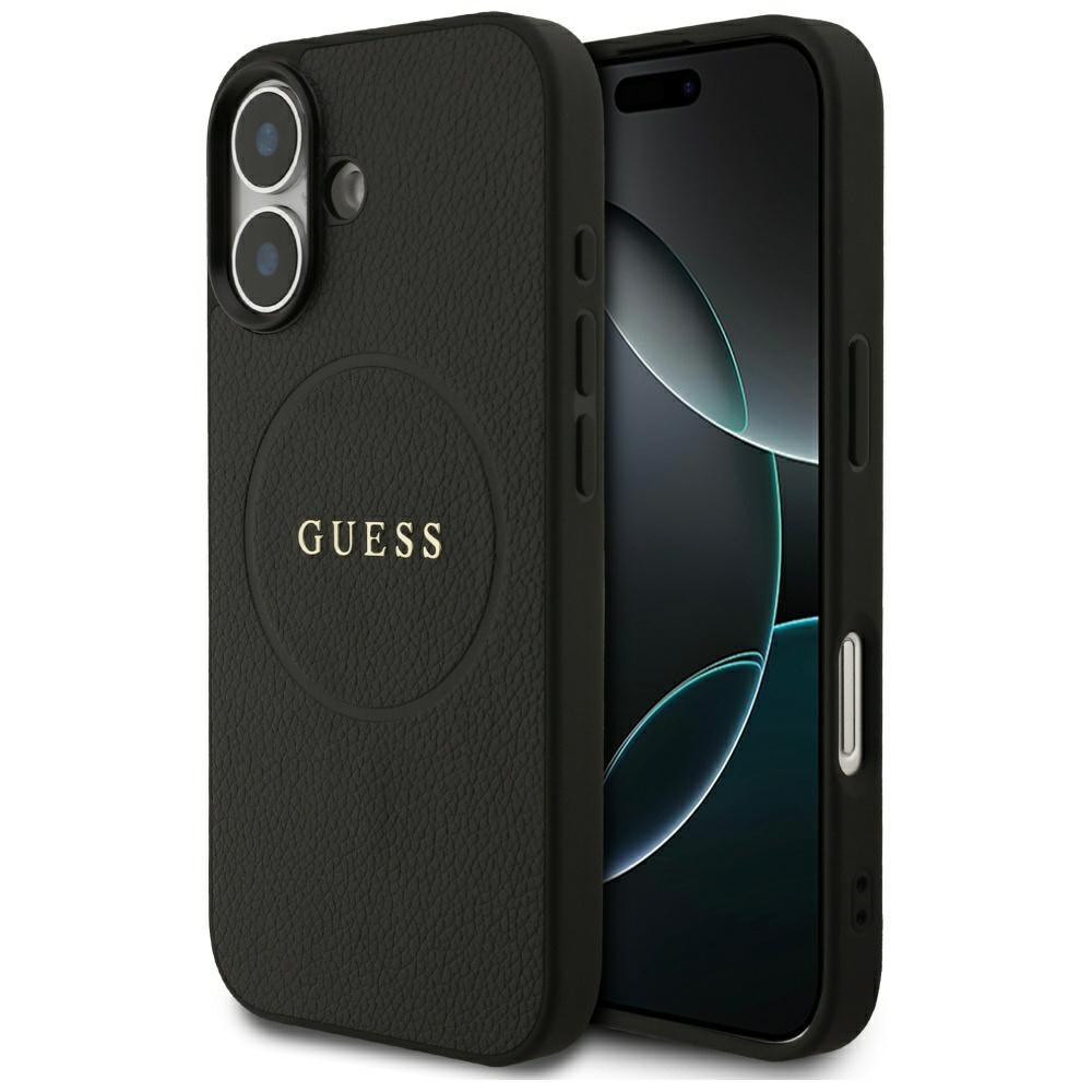 Husă Guess iPhone 17 Grained Gold Ring MagSafe, negru – imagine 6