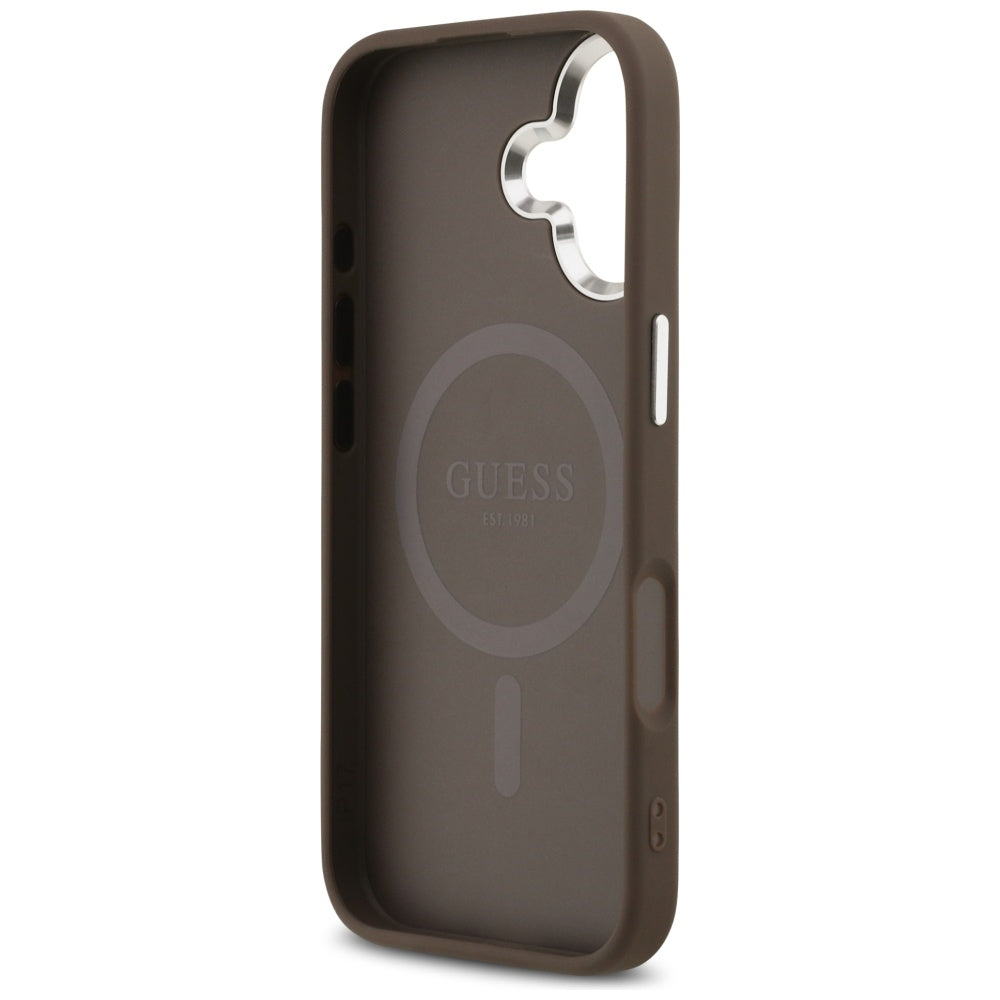 Husă Guess iPhone 17 Hardcase 4G Triangle Logo MagSafe, maro – imagine 3