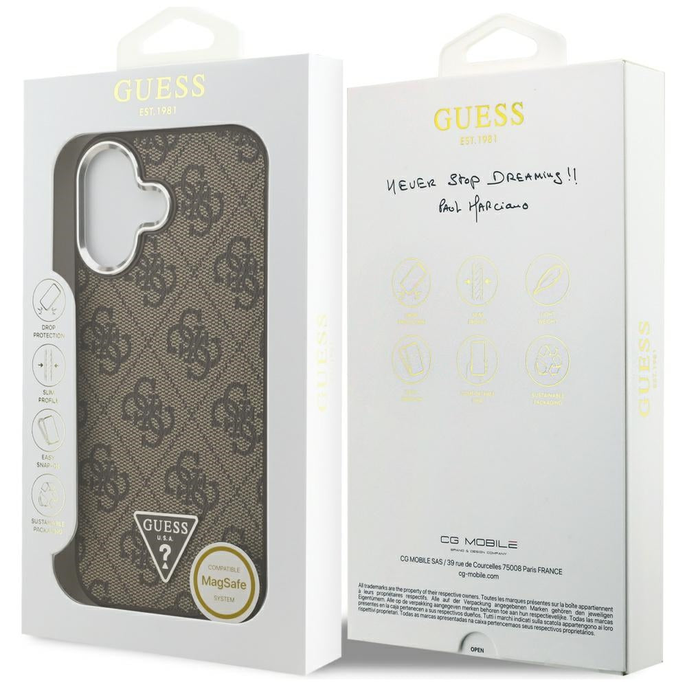 Husă Guess iPhone 17 Hardcase 4G Triangle Logo MagSafe, maro – imagine 7