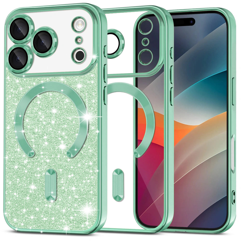 Husă Techsuit Luxury Glitter MagSafe iPhone 17 Pro – Verde deschis – imagine 4