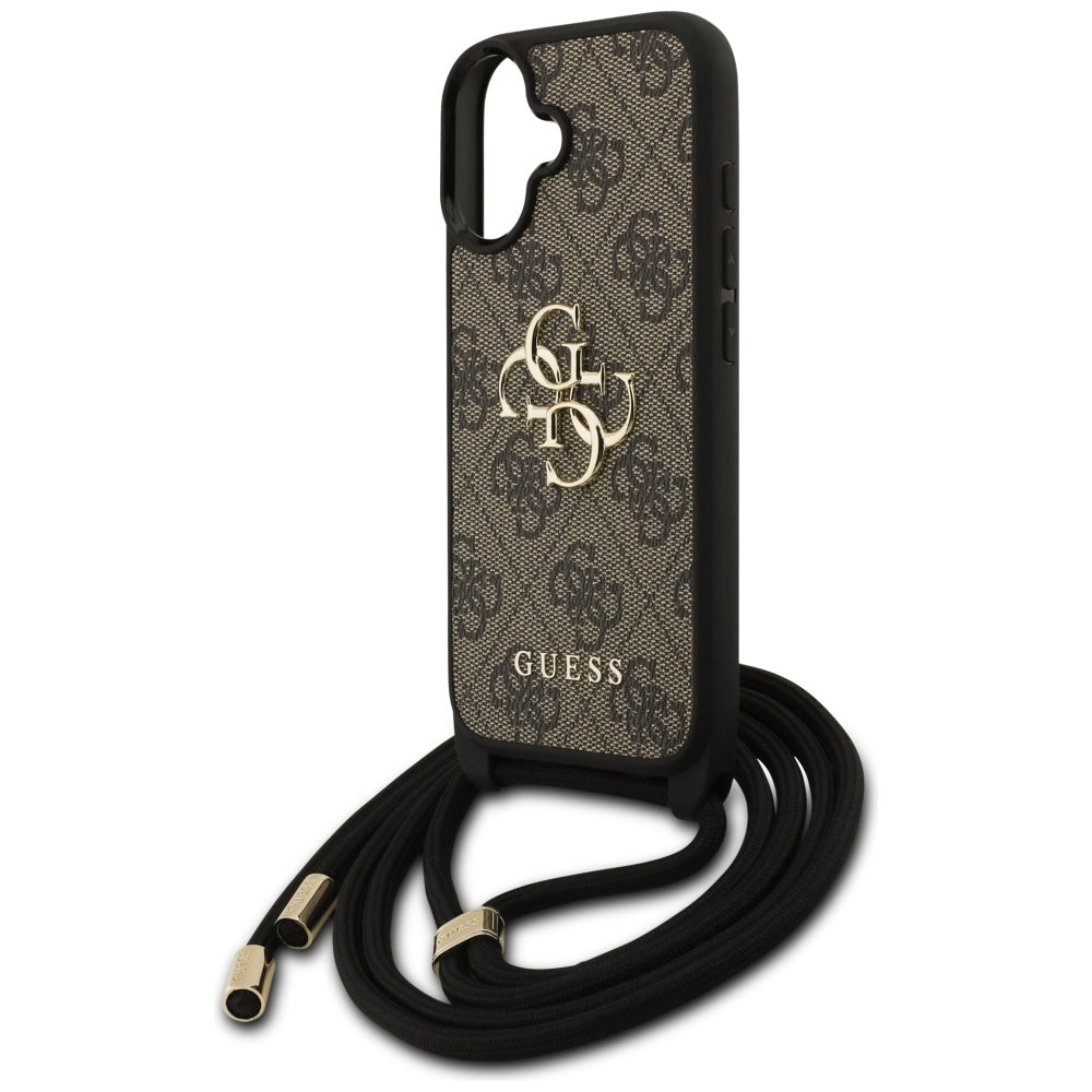 Husă Guess iPhone 17 Hardcase 4G CBDY Big Logo with Cord Strap, maro – imagine 4
