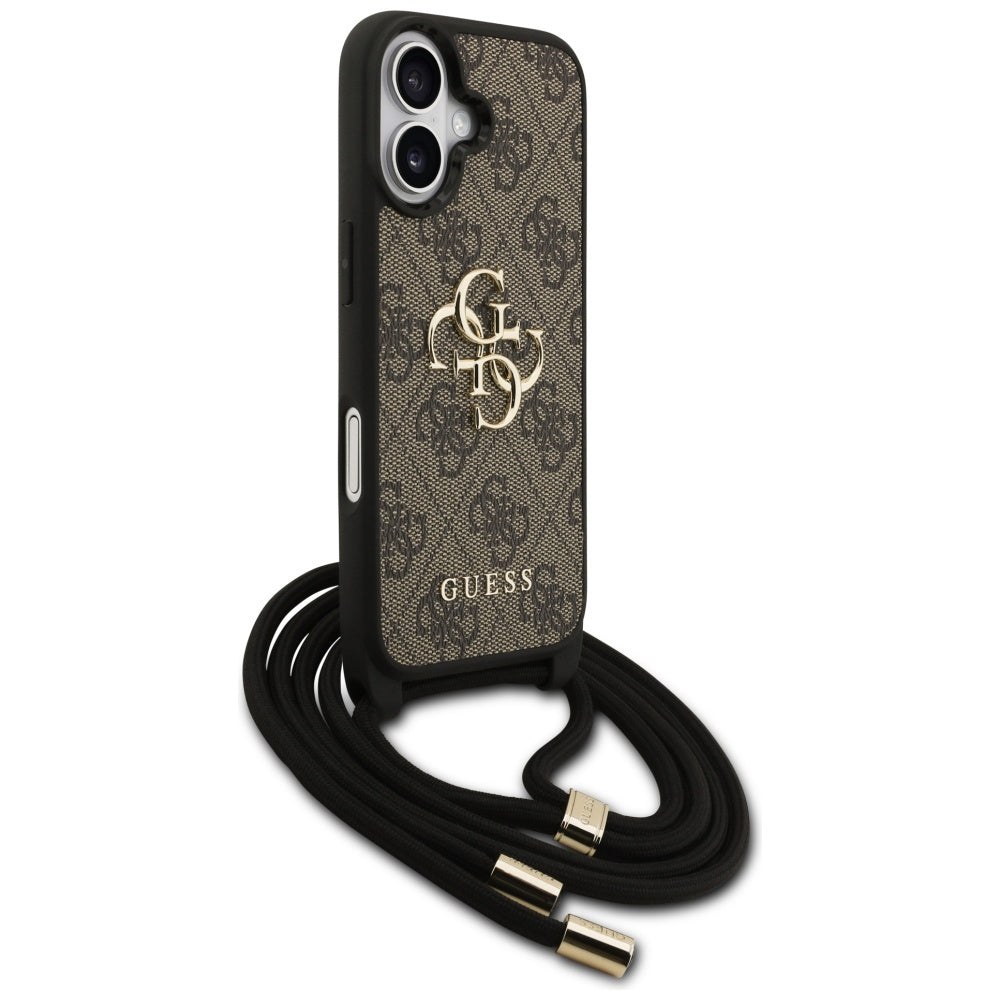 Husă Guess iPhone 17 Hardcase 4G CBDY Big Logo with Cord Strap, maro – imagine 2
