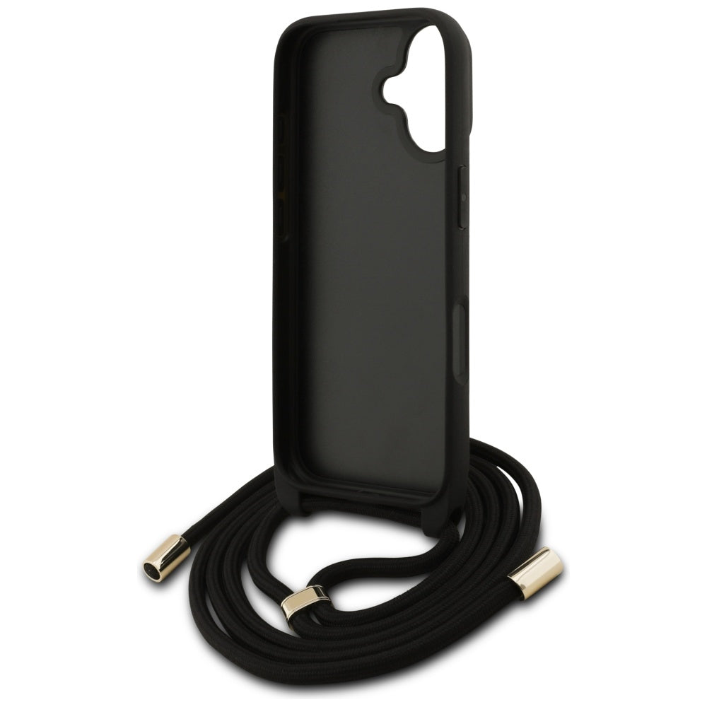 Husă Guess iPhone 17 Hardcase 4G CBDY Big Logo with Cord Strap, maro – imagine 5