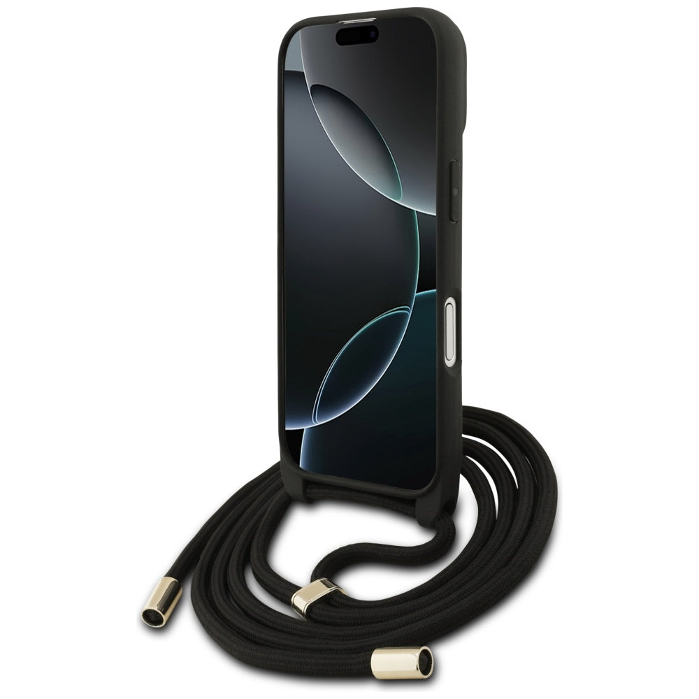 Husă Guess iPhone 17 Hardcase 4G CBDY Big Logo with Cord Strap, negru – imagine 3
