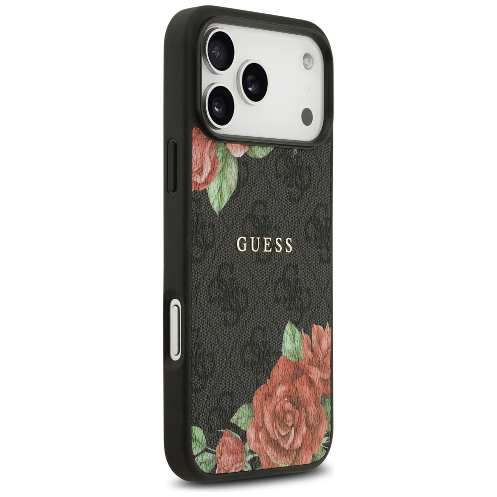 Husă Guess iPhone 17 Pro Hardcase 4G Flowers Print MagSafe, negru – imagine 4