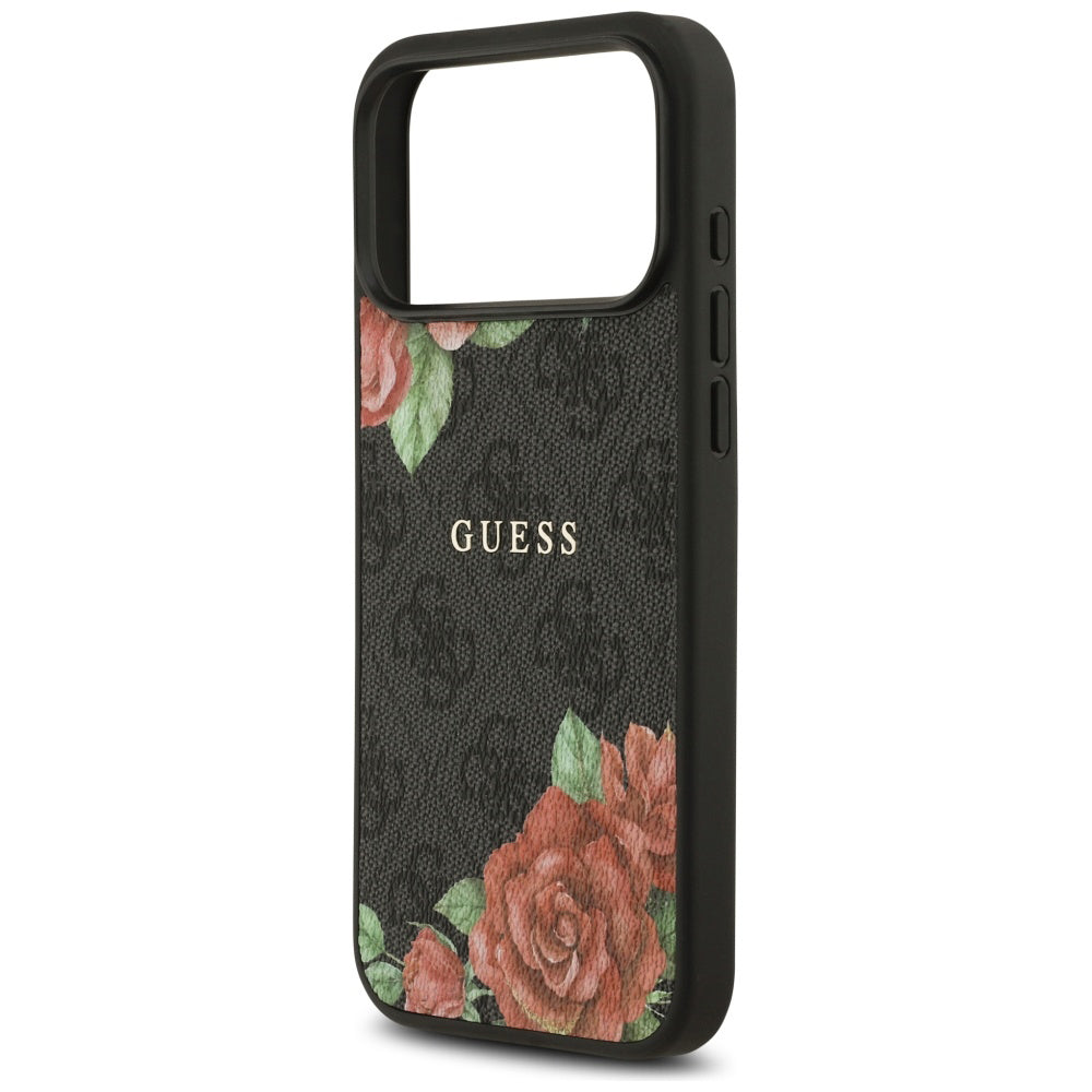 Husă Guess iPhone 17 Pro Hardcase 4G Flowers Print MagSafe, negru – imagine 5