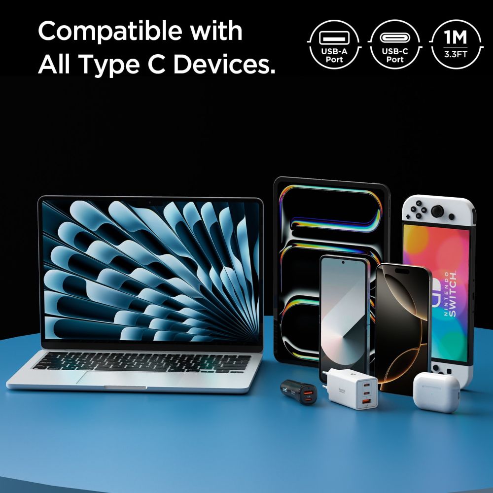 Cablu Spigen Essential EB6010AC USB-A la USB-C 1 m – imagine 6