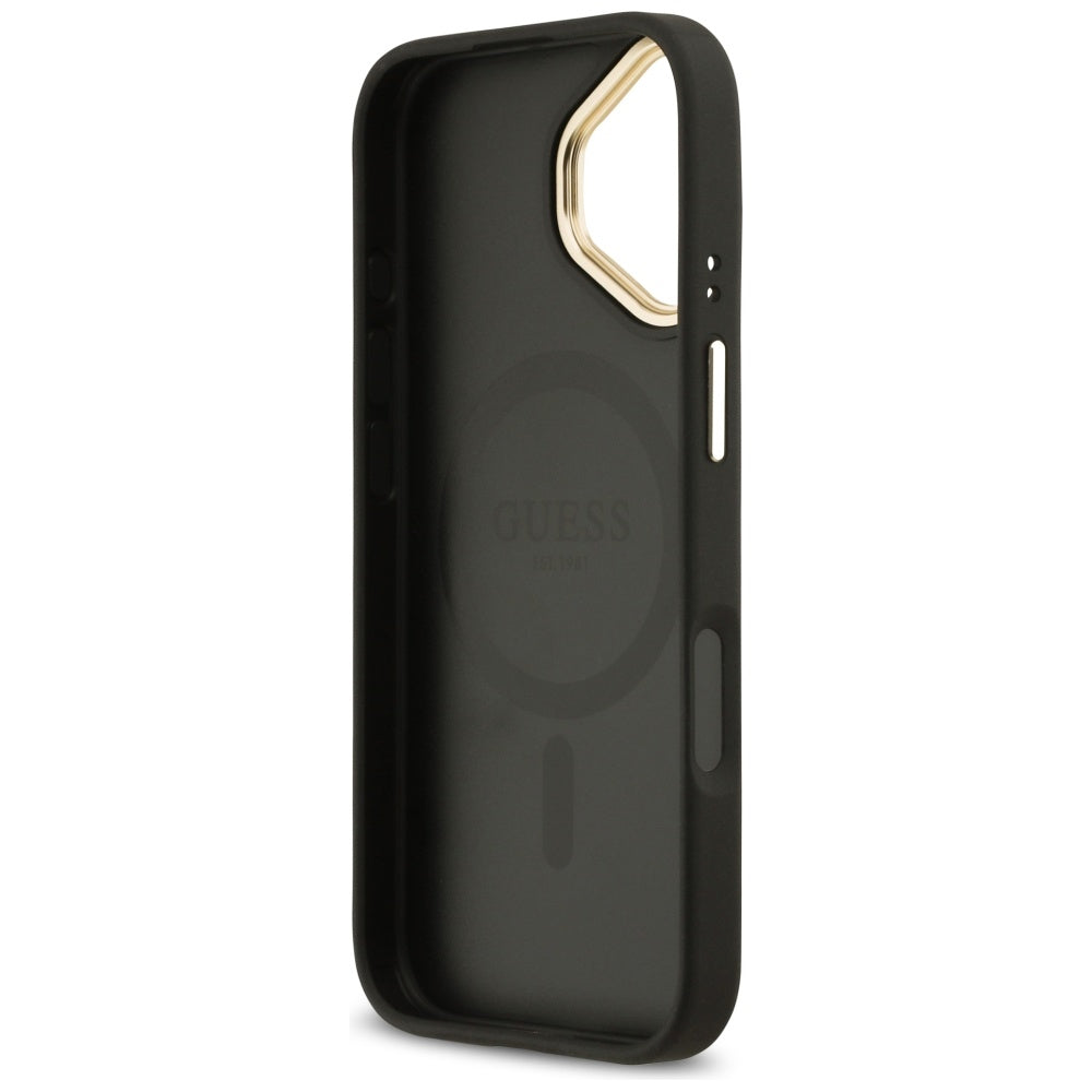 Husă Guess iPhone 17 Grained Strass Logo MagSafe, negru – imagine 5