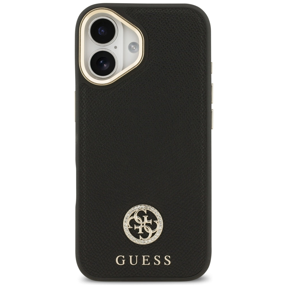 Husă Guess iPhone 17 Grained Strass Logo MagSafe, negru – imagine 1