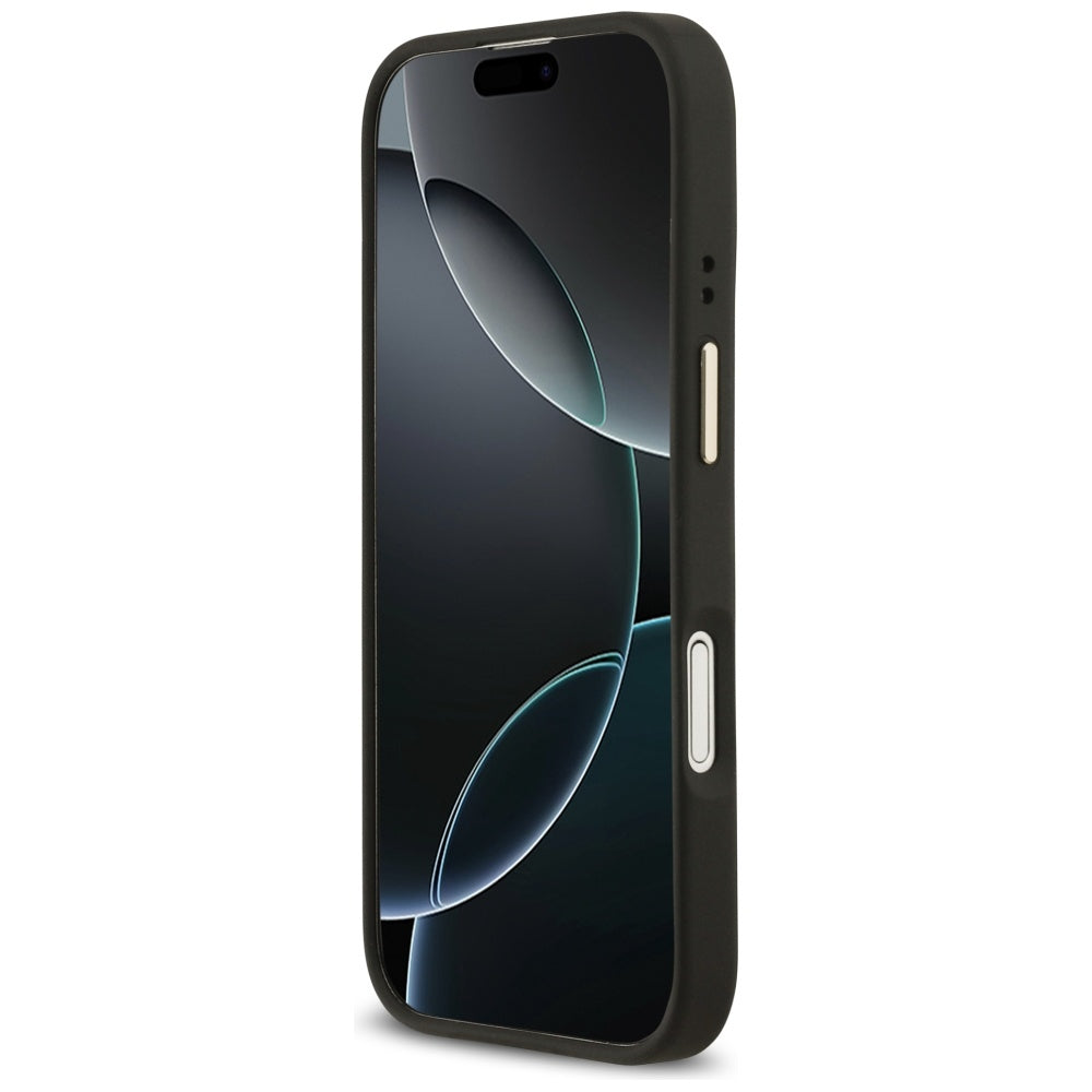 Husă Guess iPhone 17 Grained Strass Logo MagSafe, negru – imagine 3