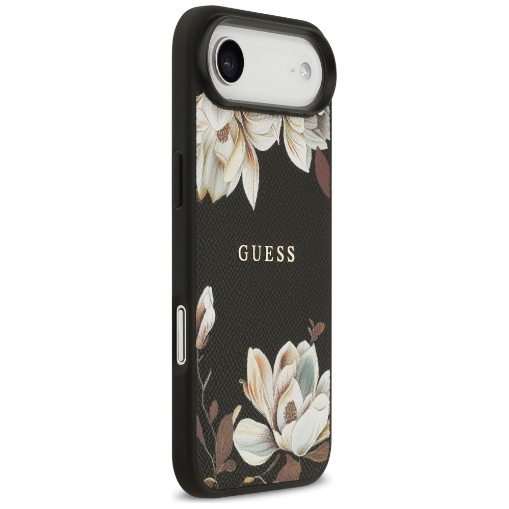 Husă Guess iPhone Air Grained Flowers MagSafe, negru – imagine 2