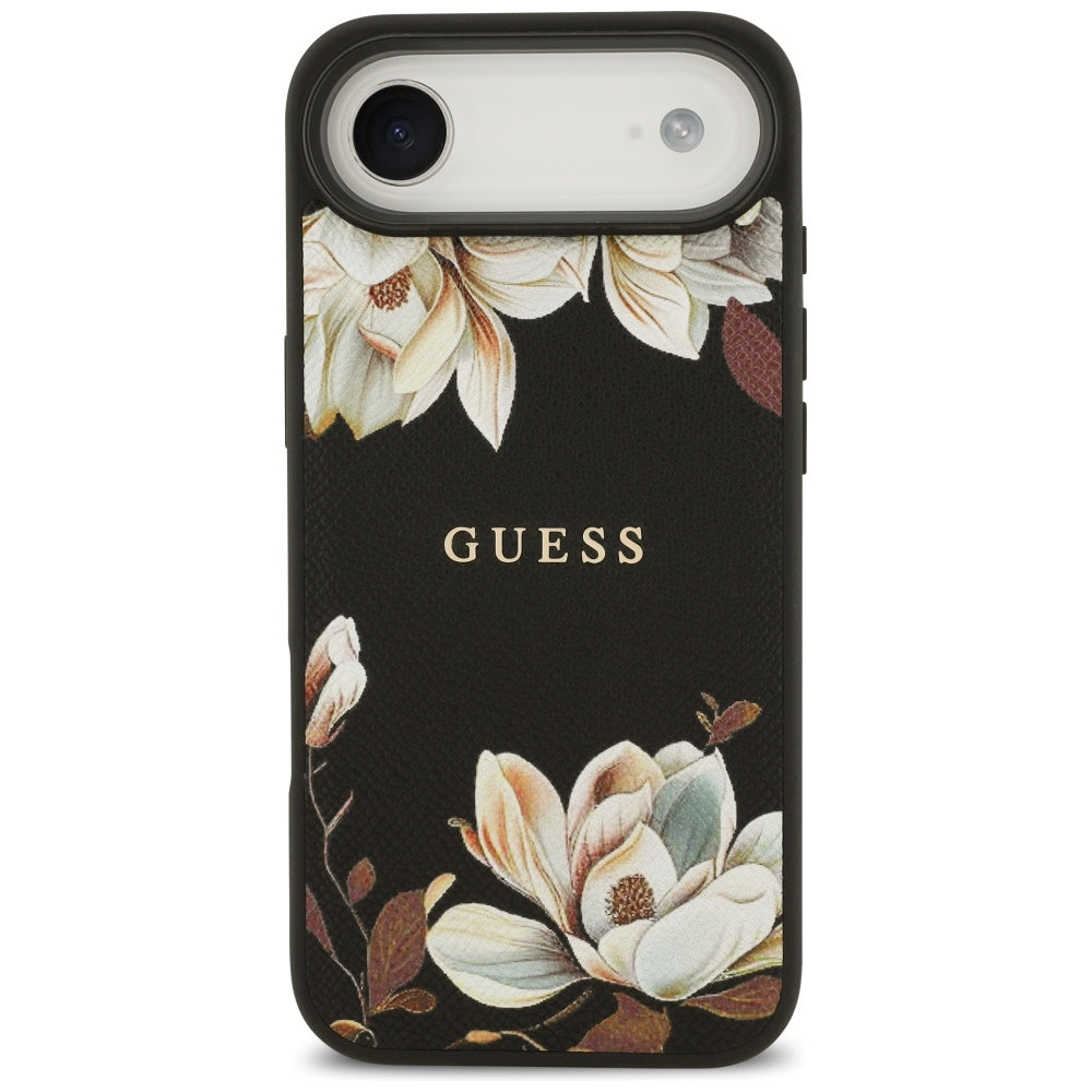 Husă Guess iPhone Air Grained Flowers MagSafe, negru – imagine 1